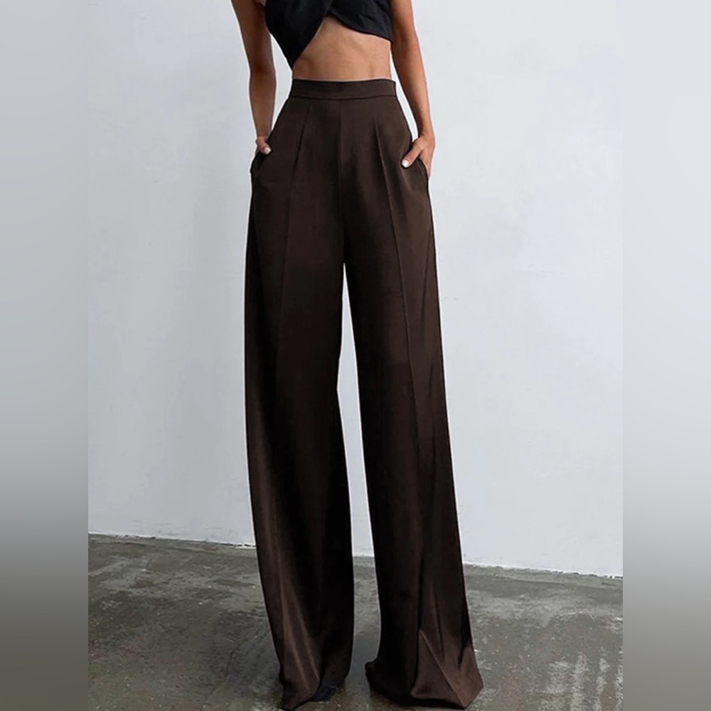 Oversized Satin Wide Leg Dress Pants Waist 13.5 Inches